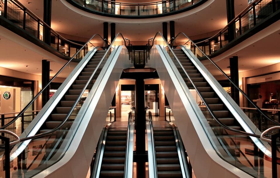 escalator to a modern building